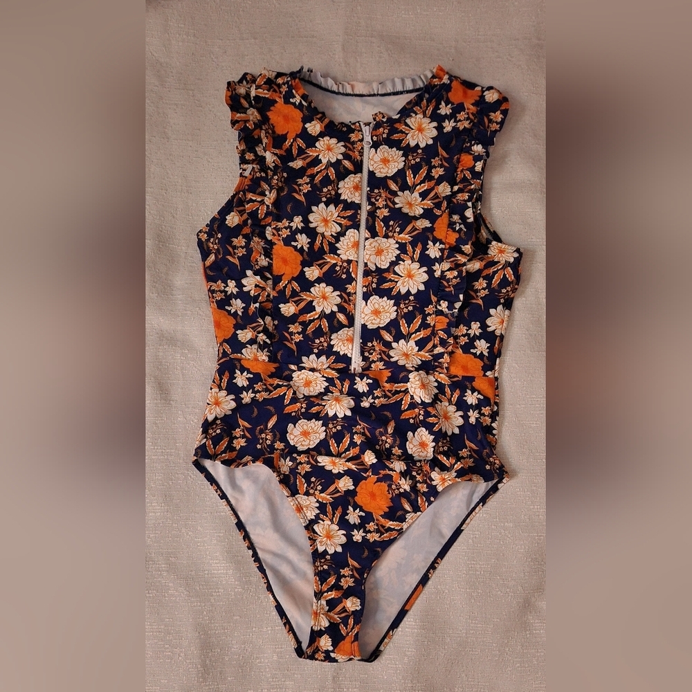 Floral Navy Women Size L  One Piece Swimsuit - Picture 2 of 6